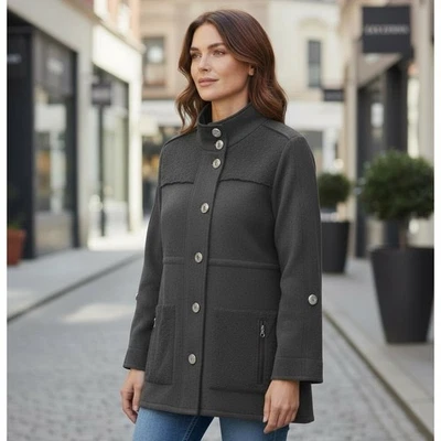 Soft Surroundings Women Jacket M Gray Stretch Utility Classic Casual Military - Image 1 of 4