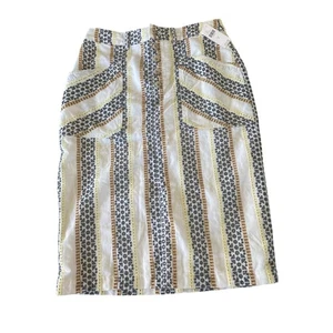 Gonna nuova con etichette Anthropologie Quincy occhielli pizzo ricamato righe boho linea A 6 - Foto 1 di 9