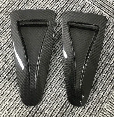 Real Dry Carbon Fiber Car Hood Vents Ducts Inlet Cover For Nissan R35 Gtr 2008UP - Image 1 of 4