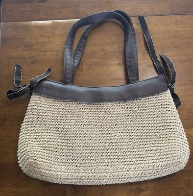 Thirty One Bolso de Hombro Cartera Bolso Tejido Cuero Paja Cierre a Presión Foto 1 de 4