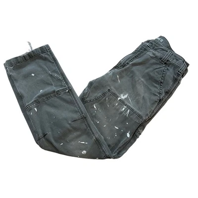Pantalones Carpintero Carhartt Y2K Calce Relajado Desteñidos 33x32 Gris Doble Rodilla Desgastados Foto 1 de 4