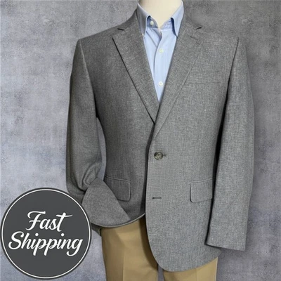 Stafford Blazer 44R Gray CottonLinen Sport Coat Classic Fit 2-Button Jacket Men - Image 1 of 4