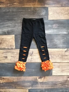 Orange/Black Spirit Distressed Icing Girl Leggings - Picture 1 of 3