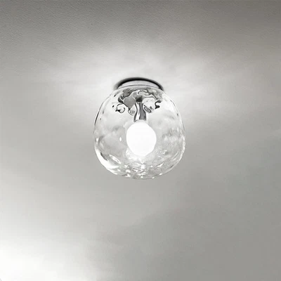 Plafoniera Contemporanea Skin Metallo Cromo Vetro Trasparente 1 Luce E27 - Immagine 1 di 3