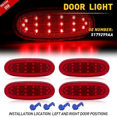 Fit Dodge RAM 1500 2500 2002-2009 Red 4x Interior Door Panel Courtesy LED Lights Foto 1 de 4