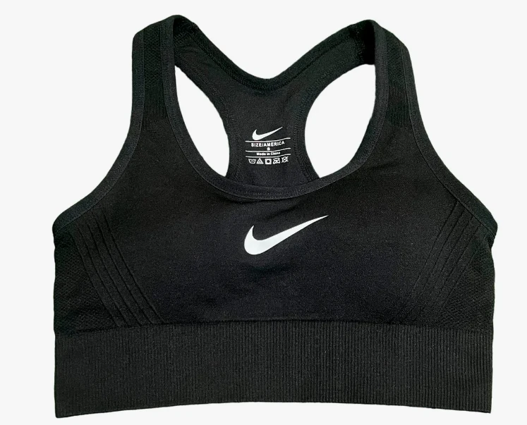 Sujetador deportivo para mujer Nike con logotipo deportivo gris/negro/blanco talla: S-M Foto 1 de 1