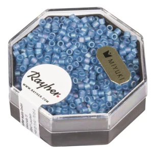Delica-Rocailles, 2,2mm Transparent Rainbow Frosted, Box, Blue Clear, 9g - Picture 1 of 2