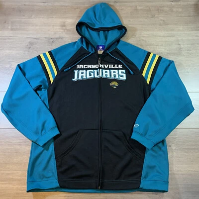 Jacksonville Jaguars Reebok NFL Full Zip Hooded Jacket Hoodie Rare Size XL Blue - Image 1 of 4