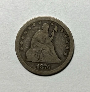 1876-CC Seated Liberty Quarter Nice Original VG - Picture 1 of 2