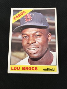LOU BROCK 1966 TOPPS ST LOUIS CARDINALS LEGEND HALL OF FAMER BASEBALL CARD