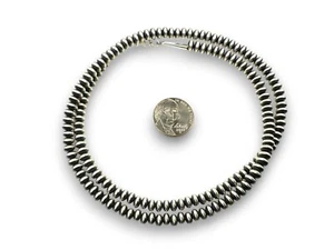 Navajo Pearls Sterling Silver Rondelles Saucer Flat Bead Necklace 4mm 28" 60428 - Picture 1 of 12