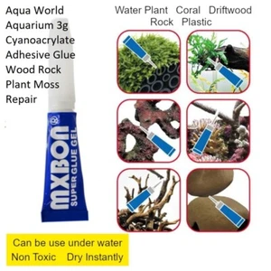 Aqua World Aquarium 3g Cyanoacrylate Adhesive Glue Wood Rock Plant Moss Repair - Picture 1 of 2