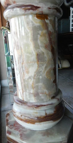 Italian Classical Neoclassical Agate Marble 40" Pedestal Column Plant Stand Cover