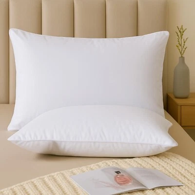 AIRA COLLECTION Premium Luxury Hungarian White Goose Feather And Down Pillow Pair - 2 Pack
