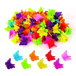 100Pk Mini Butterfly Hair Clips Assorted Color Hair Accessories for Girls Women - Picture 1 of 4