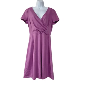 Boden Mini Wrap Dress Womens Purple 10R V Neck Knit  Short Sleeve Fit And Flare - Picture 1 of 10