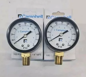 2 Wassermanometer 0 - 100 PSI 2" Durchmesser PG1T-NL 1/4 Npt ~ Neu - Bild 1 von 7