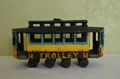 Ancien Jouet Wagon Trolley Tram N° 14 en Fonte - Photo 1/4