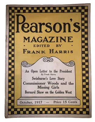 PEARSON'S MAGAZINE, VOL 38 # 4, OCTOBER 1917, FRANK HARRIS, ALEISTER CROWLEY, VG - Image 1 of 4