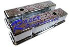 Small Block Chevy SBC Chrome Steel Tall Red Flamed Valve Cover 283 327 350 400 Chevrolet CHEVY