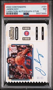 2022 JADEN IVEY /23 Contenders ROOKIE Ticket Stub AUTO VARIATION RC Pistons PSA