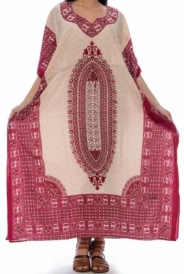 Women African Dashiki Caftan Maxi hippie Dress boho Kaftan embellished Free size - Image 1 of 2