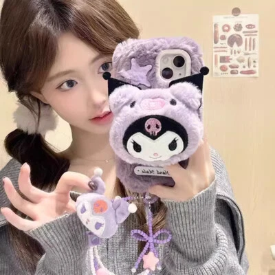 Kuromi Plush Doll Phone Case For iPhone  16 Pro Max 15 Plus 14 13 12 11 XS XR 8 - Image 1 of 3