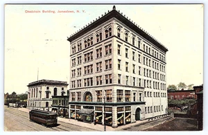 Jamestown New York Chadakoin Bldg Railway Trolleys Postcard D259 - Picture 1 of 2