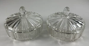 Anchor Hocking Spiderweb Bottom Clear Glass Dish With Lid 6.5" Vintage Set of 2 - Picture 1 of 13