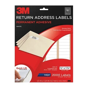 3M 3200-R Permanente Rücksendeadresse Etiketten Weiß Tintenstrahl 1/2 x 1 3/4 2.000 - Bild 1 von 2