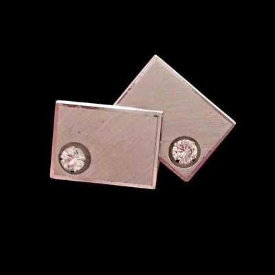 Gemelos vintage de cristal de roca plateados texturizados Anson Foto 1 de 4