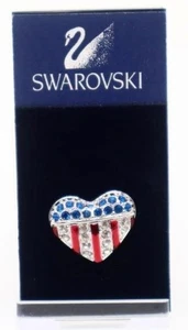 Swarovski Crystal Brave Heart American Flag Pin Brooch 1511277 - Picture 1 of 5