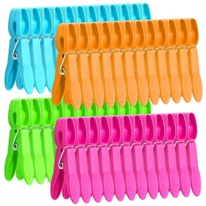 48 Pack Colorful Plastic Clothespins Heavy Duty Laundry Clothes Pins Clips Pegs - Picture 1 of 8