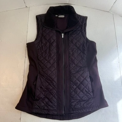 Athleta Quilted Vest L Full Zip Puffer Jacket Purple Casual eggplant Plum Classy - Image 1 of 4