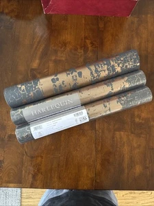 2 Rolls - Harlequin Harlequin Eglomise Onyx Wallpaper - 110624 Black/Gold - Picture 1 of 6