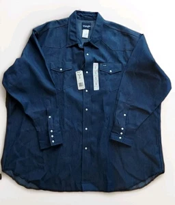 NUEVO CON ETIQUETAS Camisa Wrangler Hombres 20x34 Big Pearl Snap Denim Ranch Western Cowboy 70127BT - Imagen 1 de 9