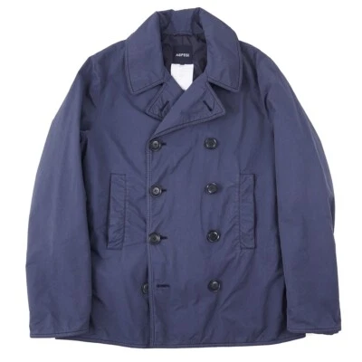Aspesi F/W 24-25 'Hopper' Slim-Fit Blue Technical Fabric Padded Pea Coat L New - Image 1 of 4