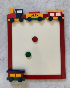 Dry Erase Wood White Board Kids w/Magnets train decor Lillian Vernon Vintage '93 - Picture 1 of 2