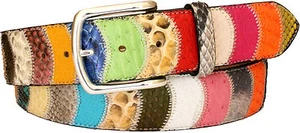 Cintura uomo donna in pitone e struzzo fodera pelle cuoio nabuck 4 cm  - Foto 1 di 7