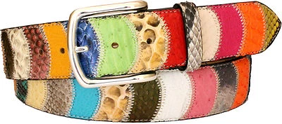 Cintura uomo donna in pitone e struzzo fodera pelle cuoio nabuck 4 cm  - Immagine 1 di 4