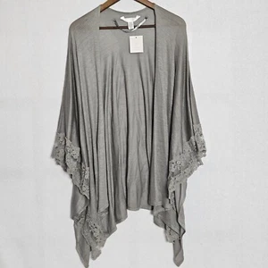 LC Lauren Conrad Women Gray Shawl Sz One Size NWT $50 Tag Lace Trim - Bild 1 von 8