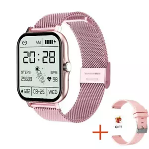 Smart Watch Women Men Heart Rate For iPhone Android Bluetooth-Pink - Picture 1 of 10