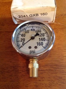 Valley Instrument 2-1/2in Stainless Steel Glycerin Gauge 0-160PSI #2141GXB160 - Picture 1 of 5