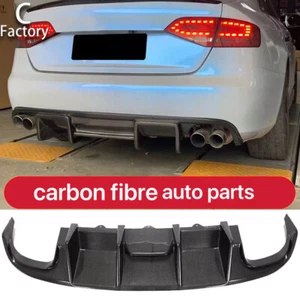 Real Carbon Fiber Bumper Diffuser Lip Body Kit For Audi S4 B8 Saloon 2008-2012 - Picture 1 of 12