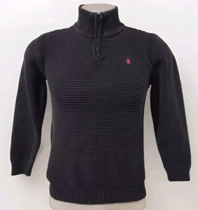 IZOD Knit Sweater Youth/Boys Size XL (14/16) 1/4 Zip Pullover Black Long Sleeve - Picture 1 of 12