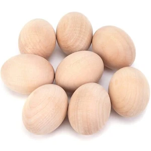 8 Pcs Unfinished Wooden Fake Eggs Easter Crafts Decor Basket Fillers - Picture 1 of 6