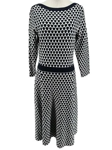 Boden Women's Navy Kristen Jacquard Geometric Knit Fit & Flare Dress Size 8 NEW - Picture 1 of 5