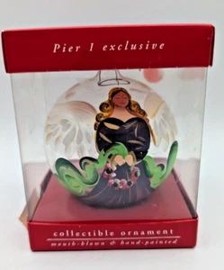 Vintage Pier 1 One Exclusive Glass Round Ball Ornament Angel Choir Year 2000 - Picture 1 of 11