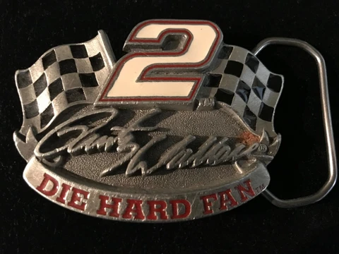 NASCAR RUSTY WALLACE 1997 Die Hard Fan Belt Buckle Enamel and Pewter Cover
