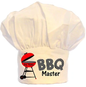 PERSONALISED BARBEQUE BBQ MASTER PRINT CHEFS HAT BBQ POLYESTER CHRISTMAS GIFT - Picture 1 of 2